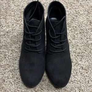 Black wedge booties